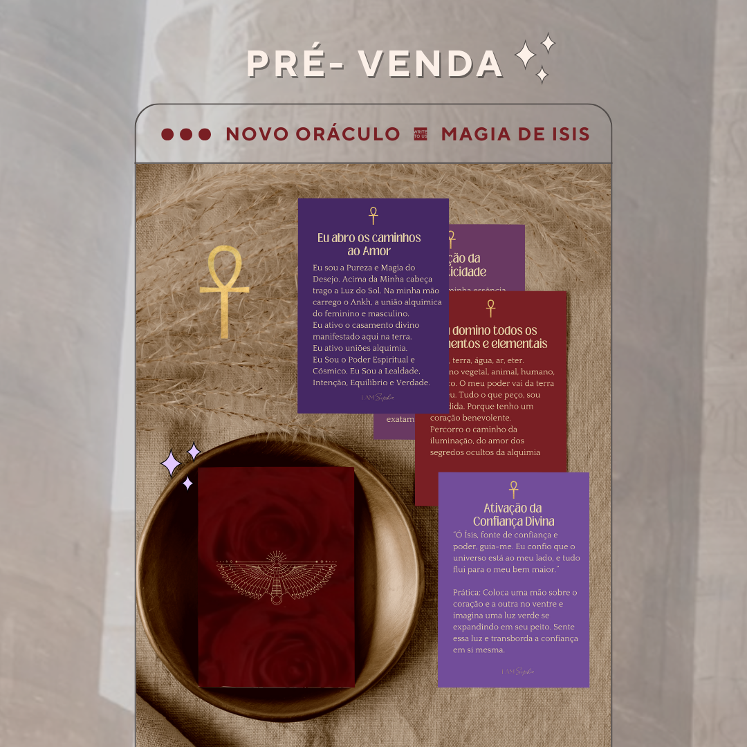 PRÉ VENDA 𓆃 Oráculo de 44 cartas  "A MAGIA DE ÍSIS"𓄂𓆃 Oferta de entrada no WORKSHOP `Como trabalhar com Isis`