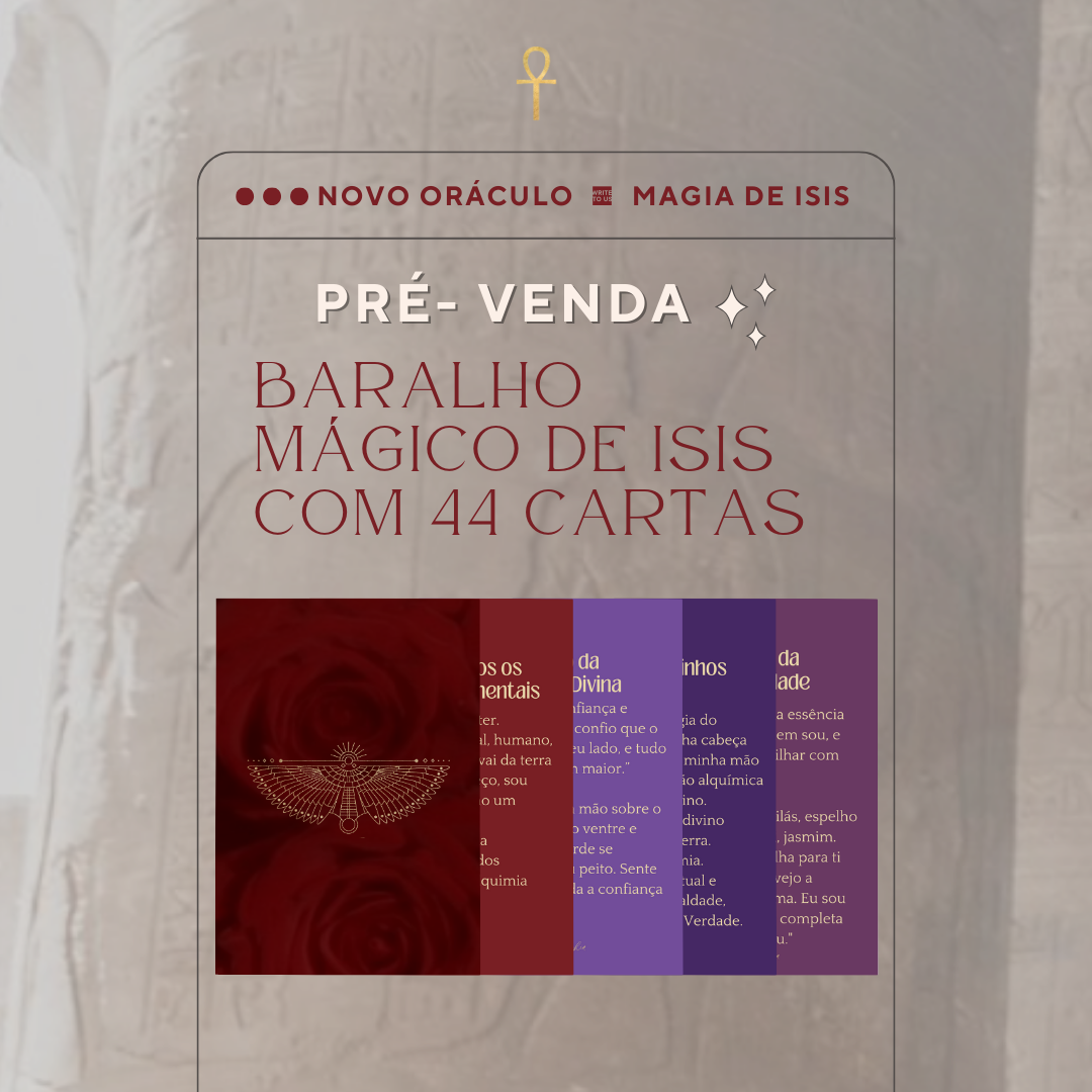 PRÉ VENDA 𓆃 Oráculo de 44 cartas  "A MAGIA DE ÍSIS"𓄂𓆃 Oferta de entrada no WORKSHOP `Como trabalhar com Isis`