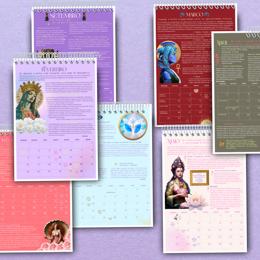 ✦ Calendário Parede A3 ✧ Guia Mágico 2025 ✧ São 365 DIAS de MAGIA ✦  Trabalha com as Deusas e Mestres Diariamente